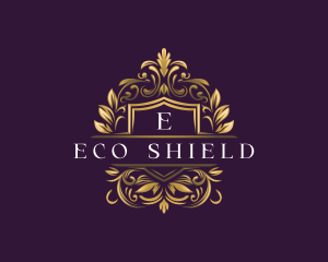 Floral Elegant Shield logo design