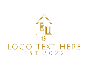 Realty - Golden House Key logo design