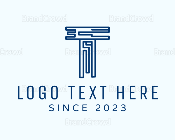 Digital Blue Letter T Logo