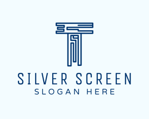 Digital Blue Letter T Logo