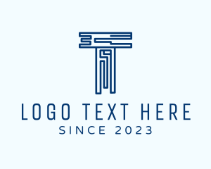Tech - Digital Blue Letter T logo design