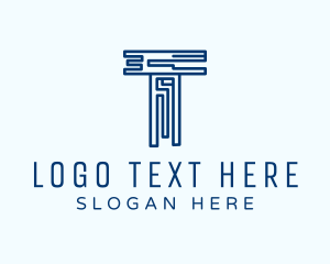 Digital Blue Letter T Logo