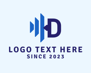 Blue And Gray - Digital Signal Letter D logo design