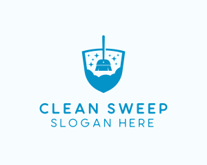 Broom Cleaning Shield logo design