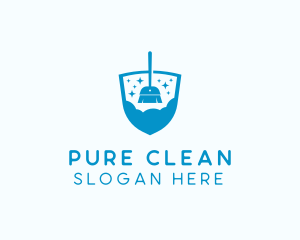 Broom Cleaning Shield logo design