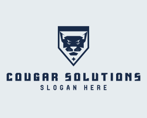 Feline Cougar Shield logo design