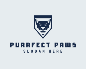 Feline Cougar Shield logo design
