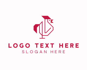 Red Outline Rooster  Logo