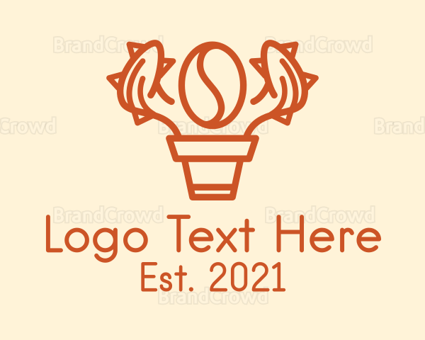 Brown Coffee Bean Plant Logo