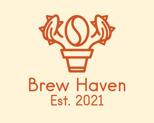 Brown Coffee Bean Plant  logo design