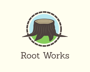 Root - Wood Stump Lumber logo design