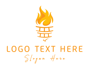 Trophy - Yellow Torch Flame logo design