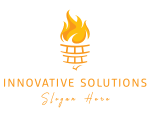 Yellow Torch Flame logo design