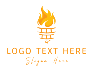 Flame - Yellow Torch Flame logo design