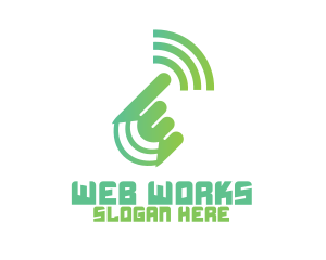 Web - Green Hand Signal logo design