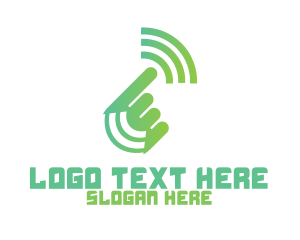 Wireless - Green Hand Signal logo design