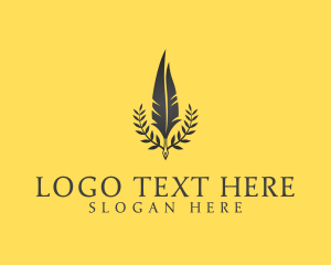 Calligraphy - Quill Pen Wreath logo design