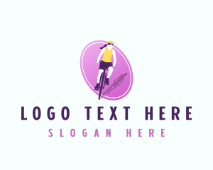 Sports - Woman Racing Bicycle logo design