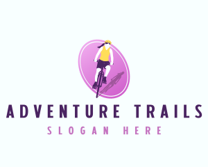 Woman Racing Bicycle logo design