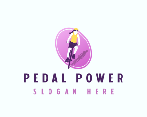 Woman Racing Bicycle logo design