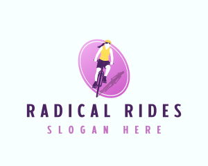 Woman Racing Bicycle logo design