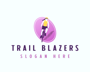 Woman Racing Bicycle logo design