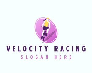 Woman Racing Bicycle logo design