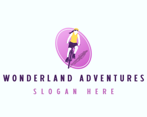 Woman Racing Bicycle logo design