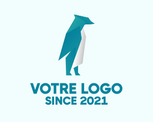 Bird - Blue Penguin Origami logo design