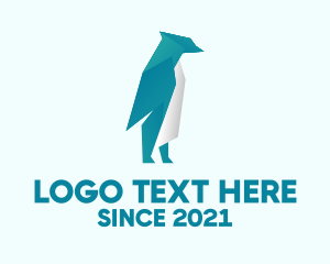 Emperor Penguin - Blue Penguin Origami logo design