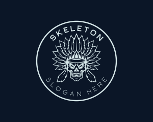 Apache Skull Skeleton logo design