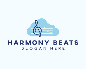 Cloud Music Notes logo design