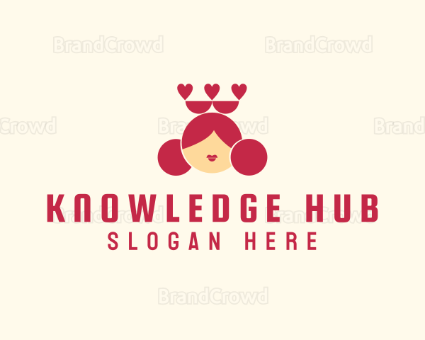 Queen of Hearts Head Logo