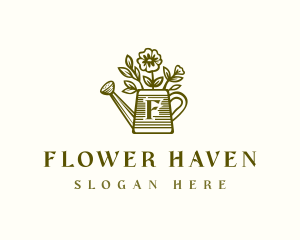 Flower Watering Can  logo design