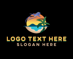 Palm Tree - Airplane Tropical Resort logo design