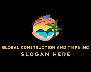 Airplane Tropical Resort logo design