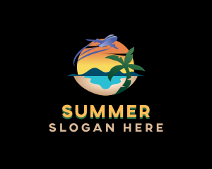 Airplane Tropical Resort logo design