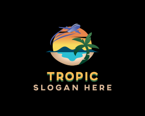 Airplane Tropical Resort logo design