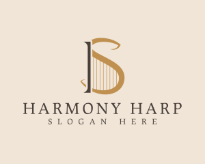 Harp - Harp String Musical Instrument logo design