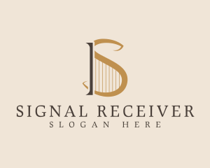 Harp String Musical Instrument logo design