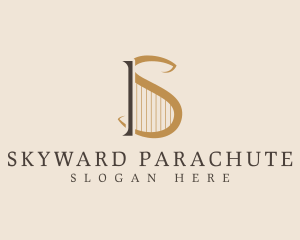 Harp String Musical Instrument logo design