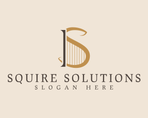 Harp String Musical Instrument logo design