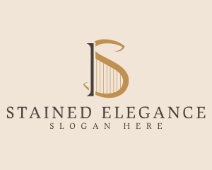 Harp String Musical Instrument logo design