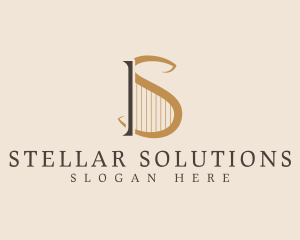 Harp String Musical Instrument logo design