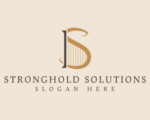 Harp String Musical Instrument logo design