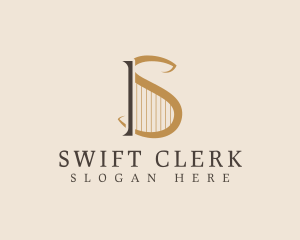 Harp String Musical Instrument logo design