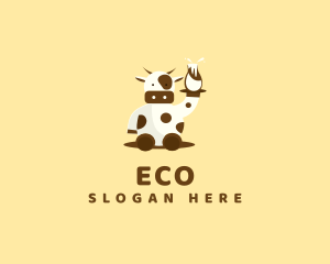 Cow Milk Waiter Logo