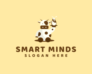 Cow Milk Waiter Logo