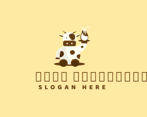 Mascot - Cow Milk Waiter logo design