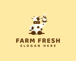 Cow Milk Waiter logo design